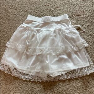 White Lace Layered Shorts